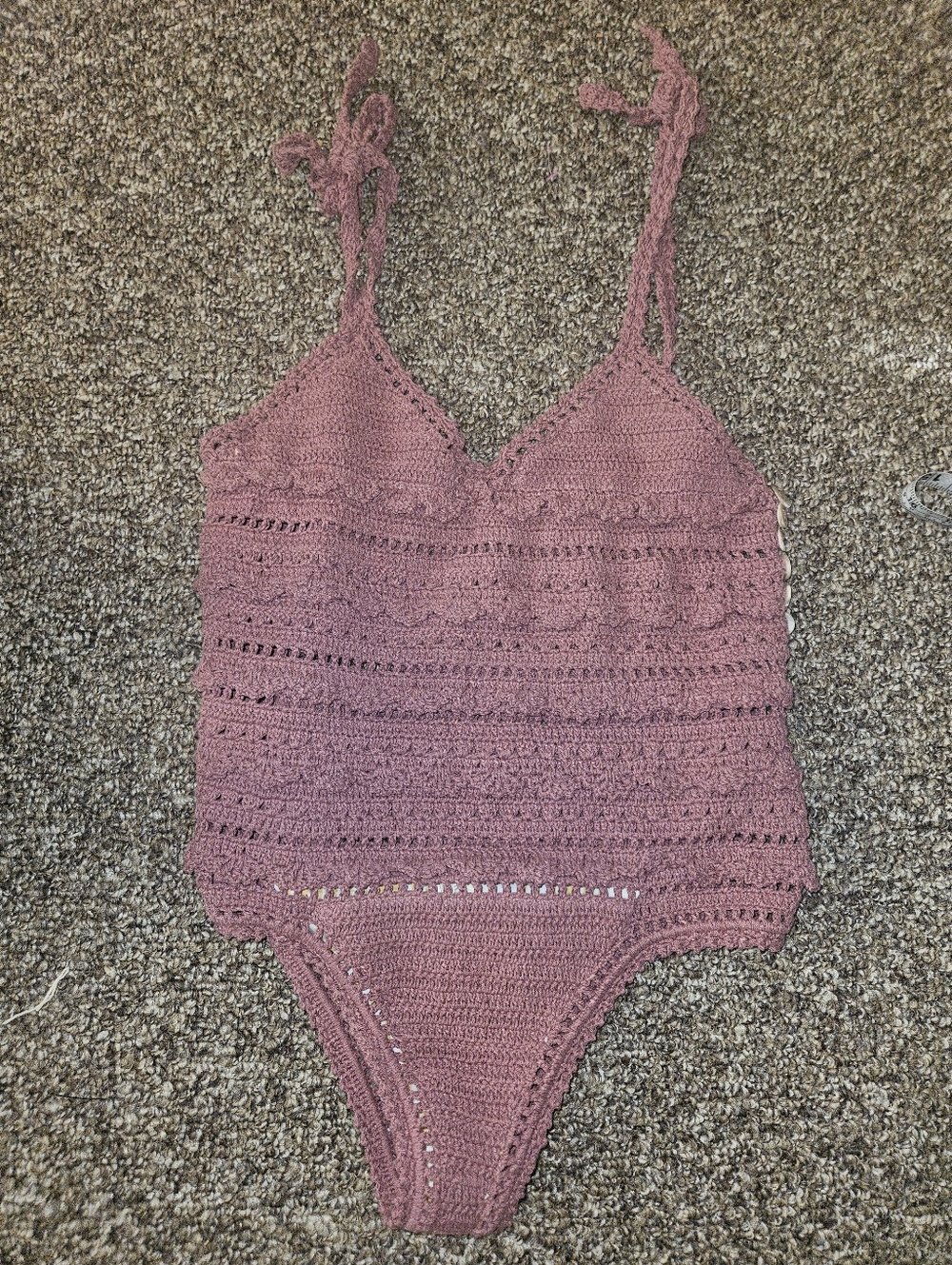 She Made Me Cotton Crochet One Piece Bathing Suit Small Medium